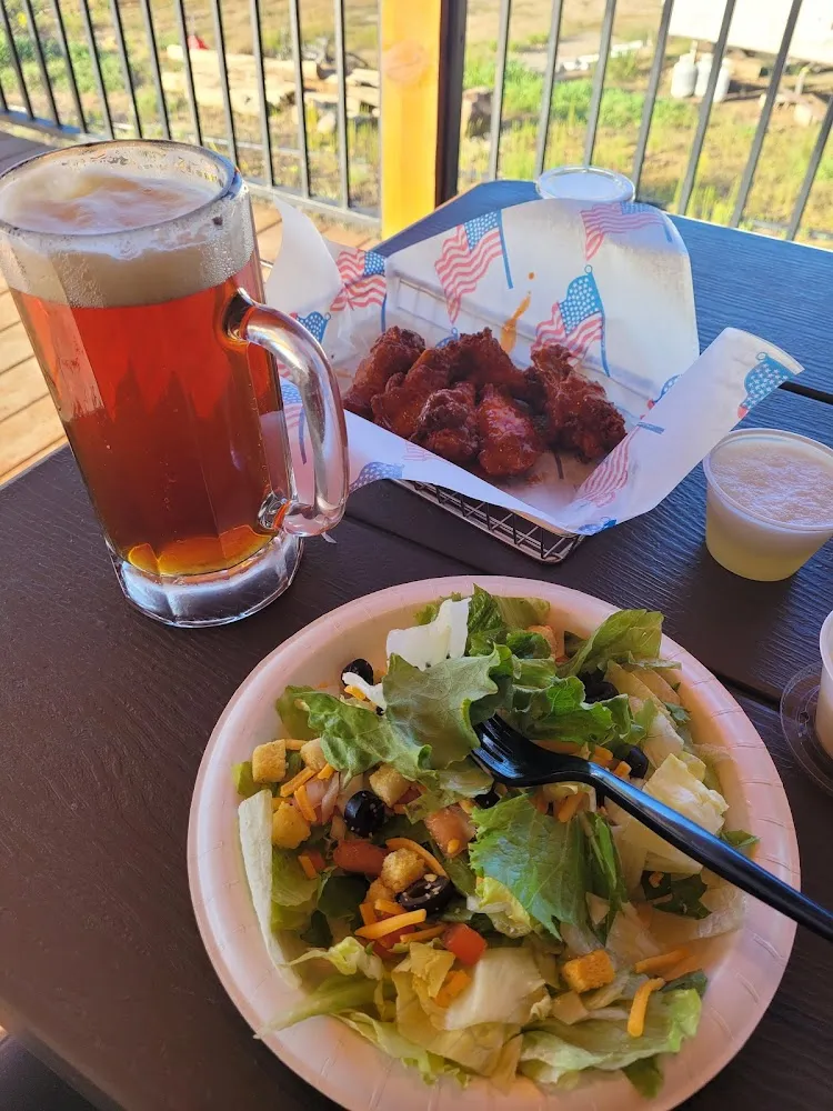 Wings Garden Salad and an IPA